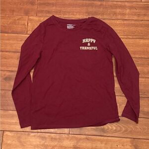 Cat‎ & Jack Burgundy Happy And Thankful Long Sleeve T-Shirt Size 10/12